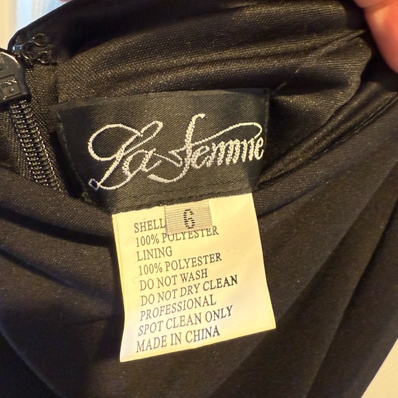 La Femme Black Ruffle Cold Shoulder Mini Dress - Picture 3 of 5